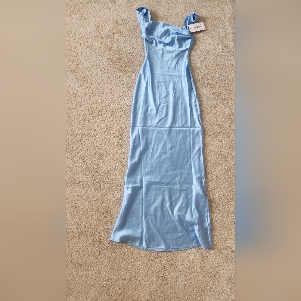Beginning Boutique Ella Light Blue Off Shoulder Formal Dress